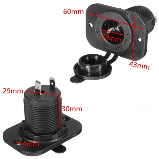 12V/24V Car Motorboat Waterproof Cigarette Lighter Socket USB Power Plug Outlet