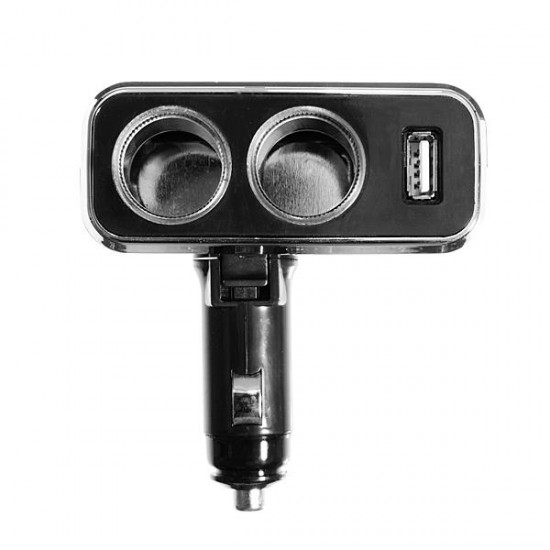 2 Way Car Cigarette Lighter Socket with USB 90 Degree Rotate 2 Way Car Cigarette Lighter Socket with USB 90 Degree Rotate
