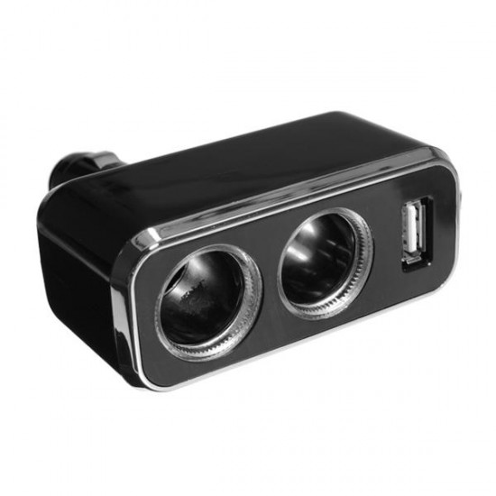 2 Way Car Cigarette Lighter Socket with USB 90 Degree Rotate 2 Way Car Cigarette Lighter Socket with USB 90 Degree Rotate