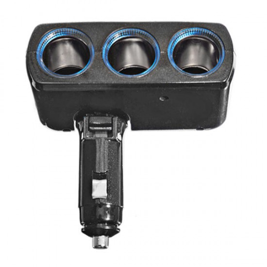 3 Way Car Cigarette Lighter Socket Power Splitter Adapter 90 Degree Foldable with LED 3 Way Car Cigarette Lighter Socket Power Splitter Adapter 90 Degree Foldable with LED