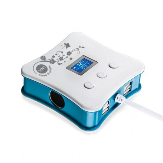 Car Cigarette Lighter Current Voltage Temperature Display 4 USB Ports Charger Car Cigarette Lighter Current Voltage Temperature Display 4 USB Ports Charger