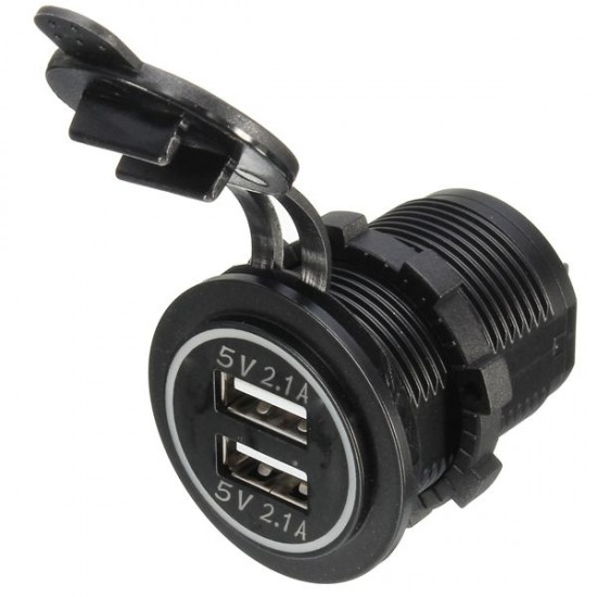 Car Vehicle Dual USB Power Charger Sockets Waterproof 5V 2.1A 2.1A Car Vehicle Dual USB Power Charger Sockets Waterproof 5V 2.1A 2.1A