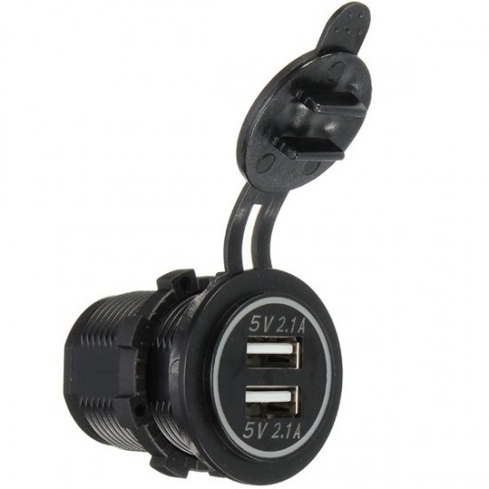 Car Vehicle Dual USB Power Charger Sockets Waterproof 5V 2.1A 2.1A Car Vehicle Dual USB Power Charger Sockets Waterproof 5V 2.1A 2.1A