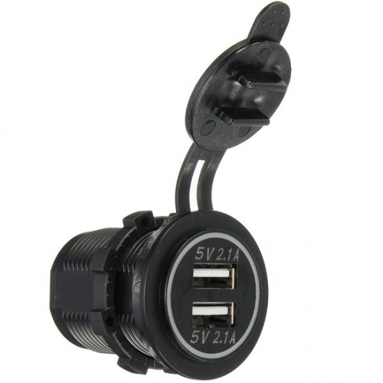 Car Vehicle Dual USB Power Charger Sockets Waterproof 5V 2.1A 2.1A