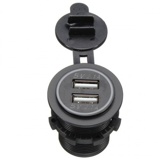 Car Vehicle Dual USB Power Charger Sockets Waterproof 5V 2.1A 2.1A Car Vehicle Dual USB Power Charger Sockets Waterproof 5V 2.1A 2.1A