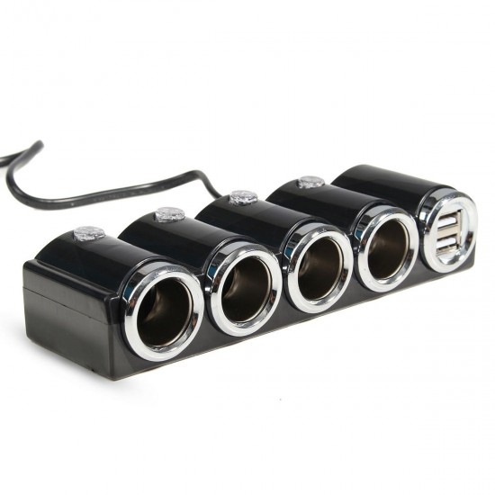 Dual USB 4Way Splitter Car Cigarette Lighter Socket Power Charger Adapter 12/24V Dual USB 4Way Splitter Car Cigarette Lighter Socket Power Charger Adapter 12/24V