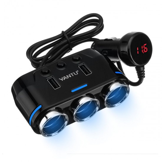 Dual USB Port 3 Way Auto Car Cig arette Lighter Socket Splitter Charger DC 12V Plug Adapter Dual USB Port 3 Way Auto Car Cig arette Lighter Socket Splitter Charger DC 12V Plug Adapter
