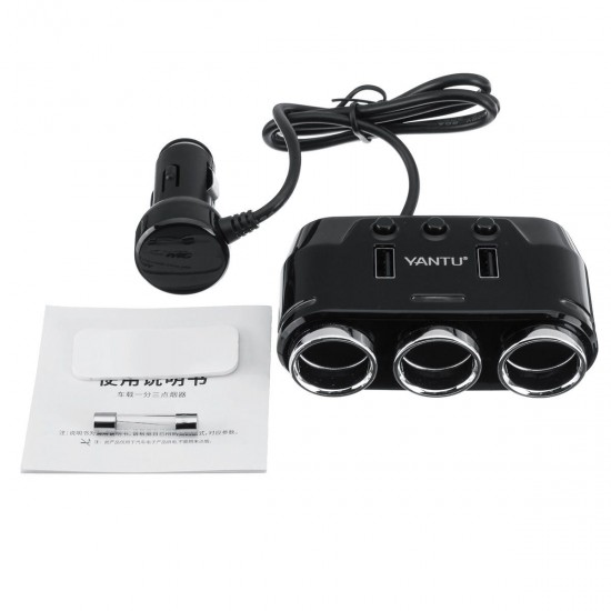 Dual USB Port 3 Way Auto Car Cig arette Lighter Socket Splitter Charger DC 12V Plug Adapter Dual USB Port 3 Way Auto Car Cig arette Lighter Socket Splitter Charger DC 12V Plug Adapter