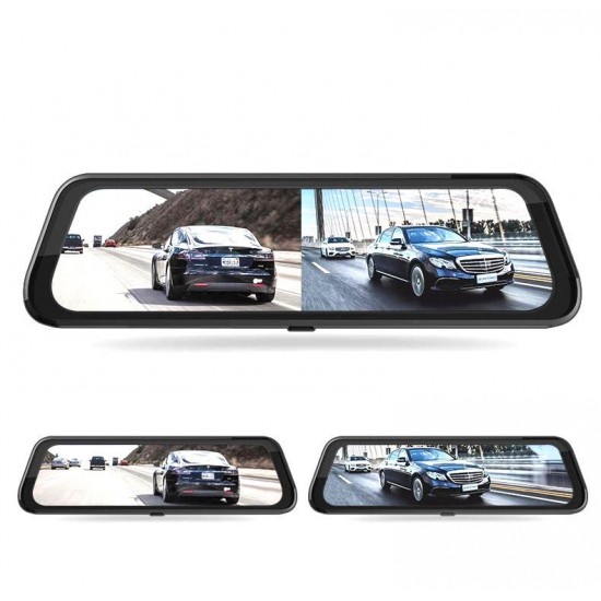 10 Inch 1080P Full Touch Screen HD Car Rearview Mirror DVR Night Vision Double Lens Reversing Image