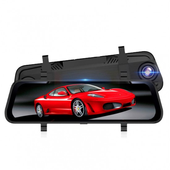 10 Inch 1080P Full Touch Screen HD Car Rearview Mirror DVR Night Vision Double Lens Reversing Image