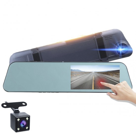 1080P HD 5.18Inch Touch Screen Dash Cam Car DVR Camera Recorder with Rearview Mirror