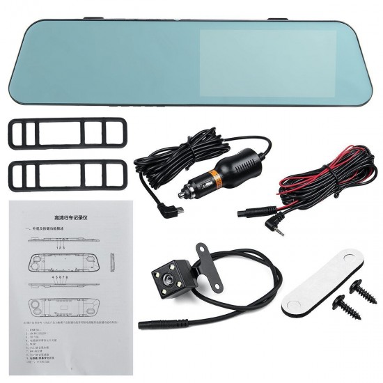 1080P HD 5.18Inch Touch Screen Dash Cam Car DVR Camera Recorder with Rearview Mirror