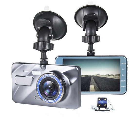 4 Inch 1080P Car DVR Dash Cam Video Recorder Front + Rear Camera Dual Lens LCD