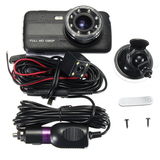 4 Inch 1080P Loop Recording Night Vision 170 Degree Wide Angle Car DVR with Rear View Camera 4 Inch 1080P Loop Recording Night Vision 170 Degree Wide Angle Car DVR with Rear View Camera