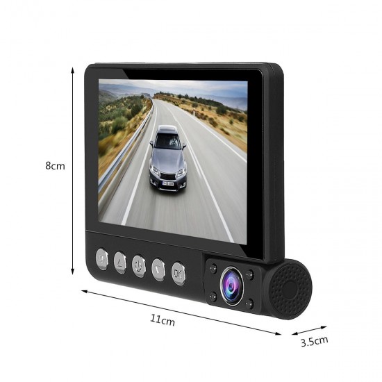 4 Inch FHD 1080P Car DVR 3 Camera Lens Dash Cam Video Recorder Rearview Monitor