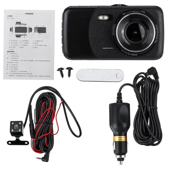 4 Inch HD Dual Lens 1080P Vehicle Car Dash Cam Video Camera Recorder DVR G-Sensor