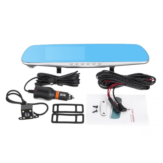 4.3 Inch 1080P HD Car DVR Dash Cam Dual Lens Rear Mirror Recorder Backup Cam 4.3 Inch 1080P HD Car DVR Dash Cam Dual Lens Rear Mirror Recorder Backup Cam