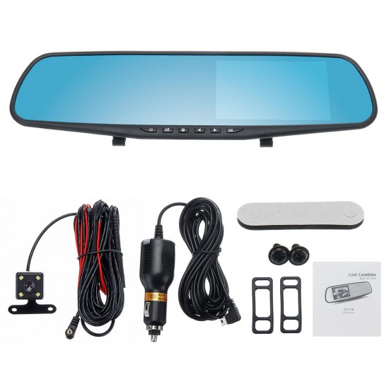 4.3 Inch Double Lens Car DVR Rearview Mirror Driving Recorder Night Vision Parking Monitoring 4.3 Inch Double Lens Car DVR Rearview Mirror Driving Recorder Night Vision Parking Monitoring