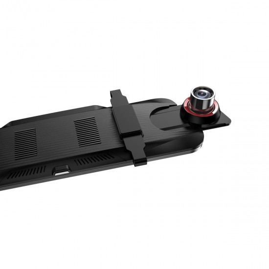 T11+ 9.66 Inch 2.5D Curved Glass Dual Lens Front 1080P Back 720P G Sensor Loop Recording Car DVR