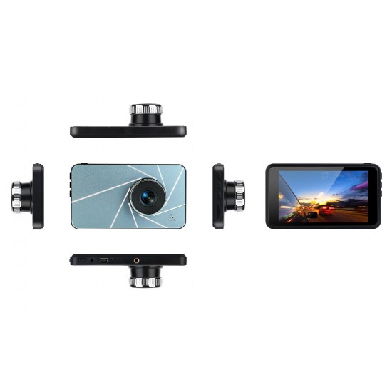 AK61 4 inch 1080P HD Parking Position Track Offset Car DVR Recorder with 4 Lights Pull Back Camera