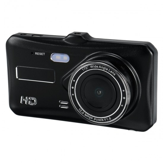 Dash Cam Dual Lens Car DVR Full HD 1080P 4''Screen IPS With Backup Rear Camera