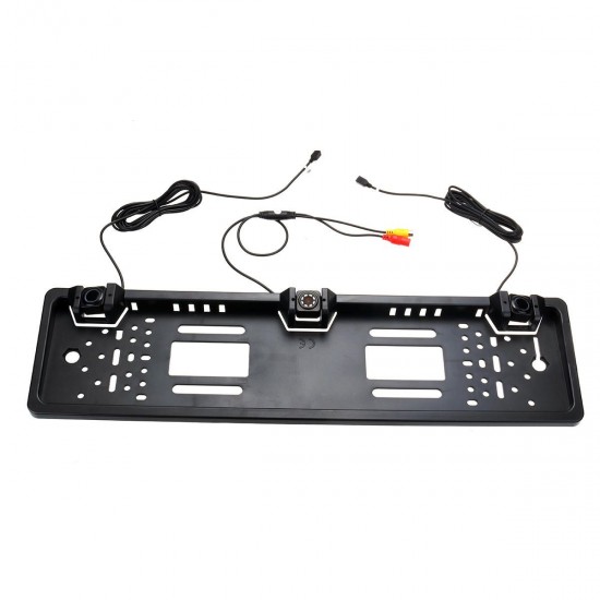 EU Car SUV Parking Sensors Radar Rearview Backup Camera License Plate Frame Kit