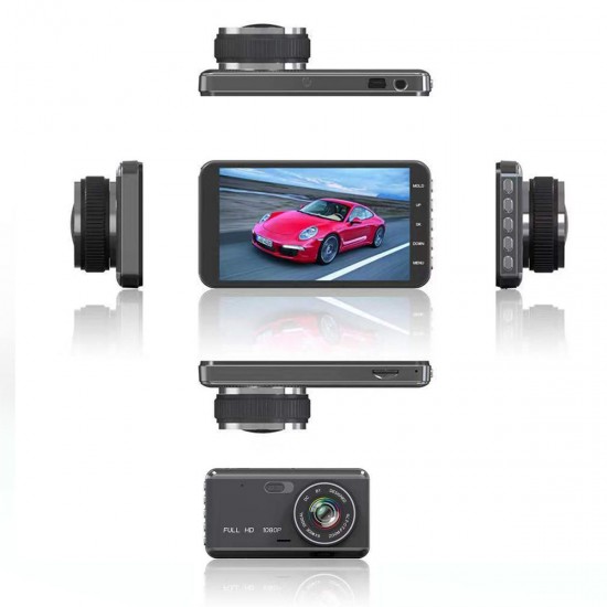 GT30 4 inch 1080P Dual Lens Parking Monitoring 170 Degree Wide Car DVR with Rear Camera Recording Driving Recorder