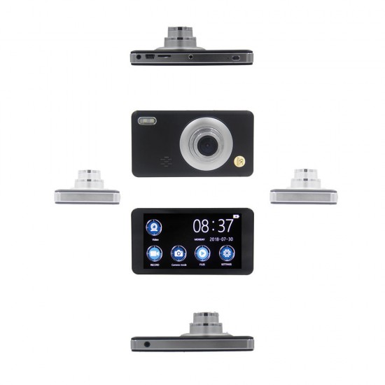 H11 4 Inch 170 Degree Lens Car DVR With Full Glass Touch Screen