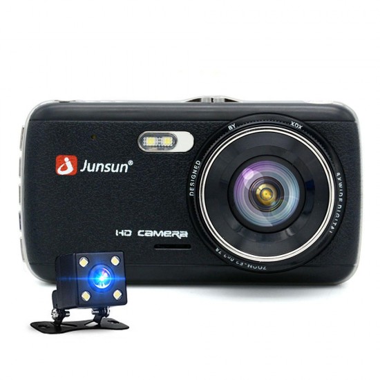 4 Inch Full HD 1296P ADAS Dual Lens IPS Video Recorder Night Vision Car DVR Camera