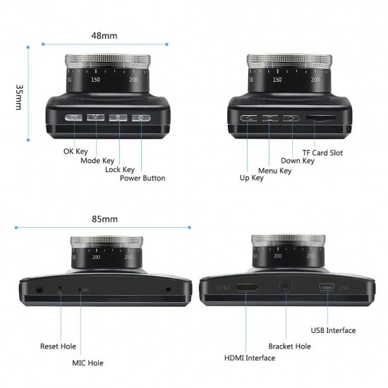 Q5 3 Inch 1080P Night Vision Loop Recording G Sensor 24 Hours Parking Temp Protection Car DVR Camera