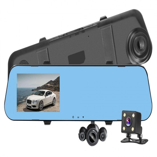 Q3 4 Inch Simultaneous Recording Car Rear View Camera HD 1080P Night Vision Car DVR