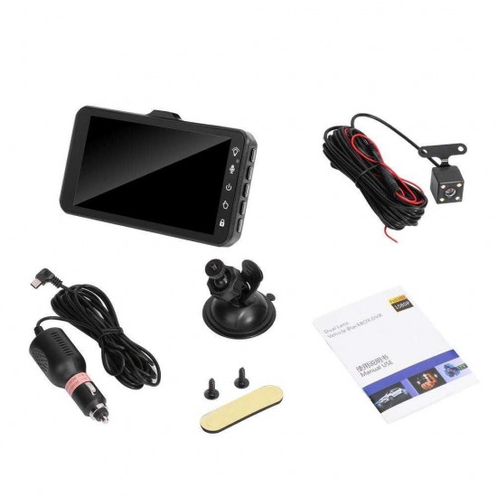 4 Inch 1080P Touch Dual Lens Car DVR Camera Night Vision 170 Degree Wide