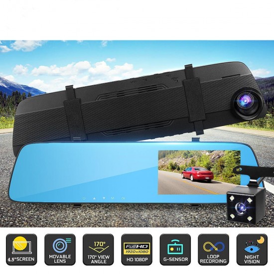 T115 Dual lens Driving Recorder 1080P G-sensor Built-in Battery Car DVR Camera