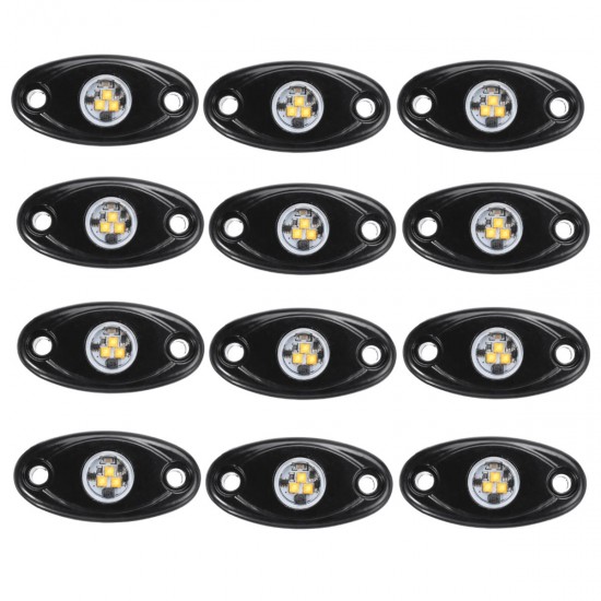 12Pcs LED Deck Bottom Lights Atmosphere Decoration Lamps Offroad Car Truck Boat Camper SUV 6000K Waterproof