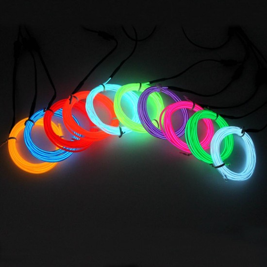 2m Flexible Neon Light Glow EL Wire Rope Cable Strip for Car Decor Party Clothing