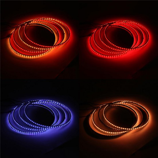 4PCS 15.5 Inch General Car 60 LED Wheel Ring Lights RGB 5050 SMD bluetooth Control Lamps DC12V 25W Single Row Light Strip