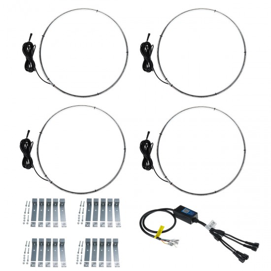 4PCS 15.5 Inch General Car 60 LED Wheel Ring Lights RGB 5050 SMD bluetooth Control Lamps DC12V 25W Single Row Light Strip