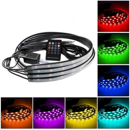 4PCS RGB Under Car LED Decoration Lights Strip Sound Music Activated Underglow with Wireless Control 4PCS RGB Under Car LED Decoration Lights Strip Sound Music Activated Underglow with Wireless Control