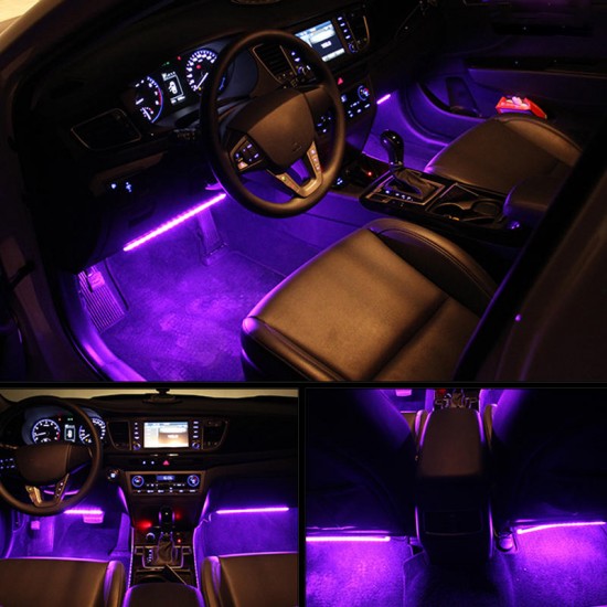 4Pcs 9LED Remote Control Colorful RGB Car Interior Floor Decorative Lights