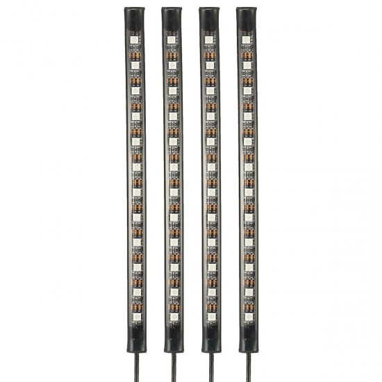 4Pcs Car RGB 12LED Interior Atmosphere Decorative Light Multi-colorful Support Sound Control Function Remote Control USB For Car Home 4Pcs Car RGB 12LED Interior Atmosphere Decorative Light Multi-colorful Support Sound Control Function Remote Control USB For Car Home