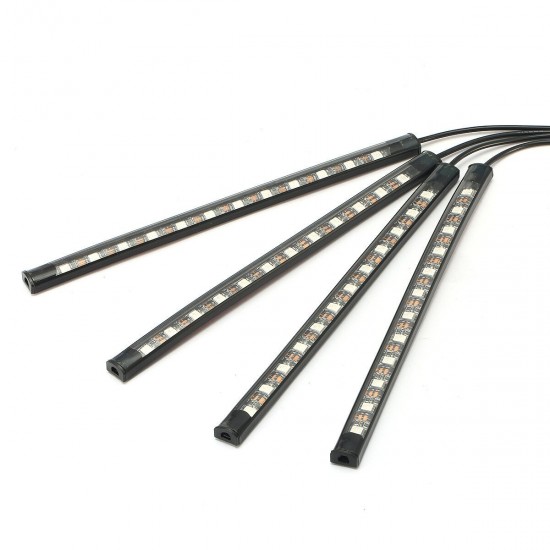 4Pcs Car RGB 12LED Interior Atmosphere Decorative Light Multi-colorful Support Sound Control Function Remote Control USB For Car Home 4Pcs Car RGB 12LED Interior Atmosphere Decorative Light Multi-colorful Support Sound Control Function Remote Control USB For Car Home