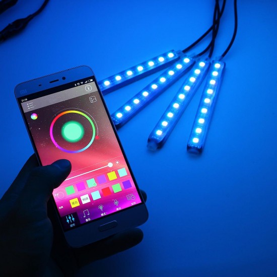 4Pcs LED Car Interior Decoration Lights Floor Atmosphere Light Strip Phone App Control Colorful RGB 4Pcs LED Car Interior Decoration Lights Floor Atmosphere Light Strip Phone App Control Colorful RGB
