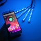 4Pcs LED Car Interior Decoration Lights Floor Atmosphere Light Strip Phone App Control Colorful RGB