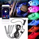 4Pcs LED Car Interior Decoration Lights Floor Atmosphere Light Strip Phone App Control Colorful RGB