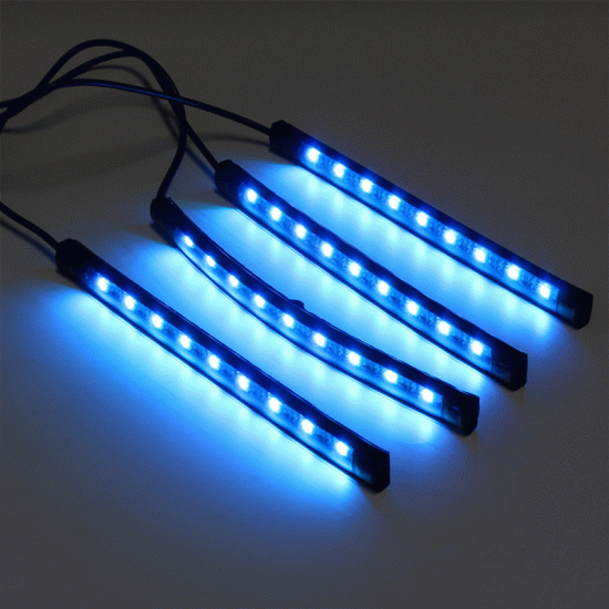 4Pcs USB LED Car Interior Decoration Lights RGB Floor Atmosphere Light Strip Music Control Neon Lamp