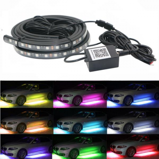 4pcs APP Voice Wireless Control LED Interior Car Decoration Neon Strip Light