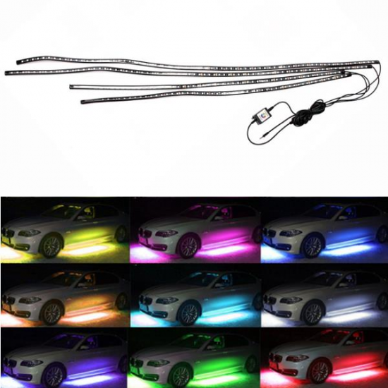 4pcs APP Voice Wireless Control LED Interior Car Decoration Neon Strip Light