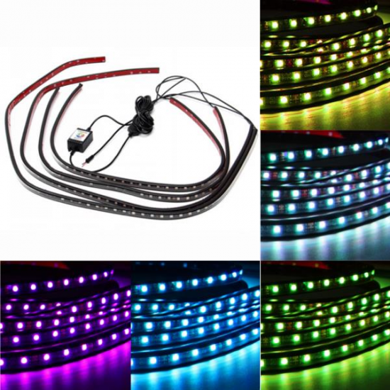 4pcs APP Voice Wireless Control LED Interior Car Decoration Neon Strip Light