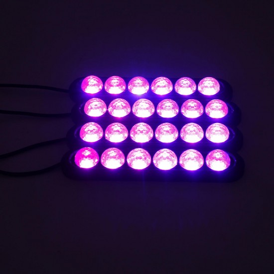 4pcs Car Interior Colorful 24 LED Atmosphere Ambient Starry Decoration Lamps Car Foot Lights 12V 6W