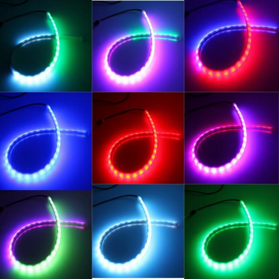 60CM RGB LED Strip Light Flexible Neon Hood Car Decorations Kit With Remote Control